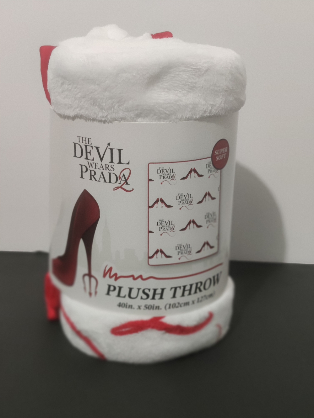 Prada Plush Throw Blanket in White and Red